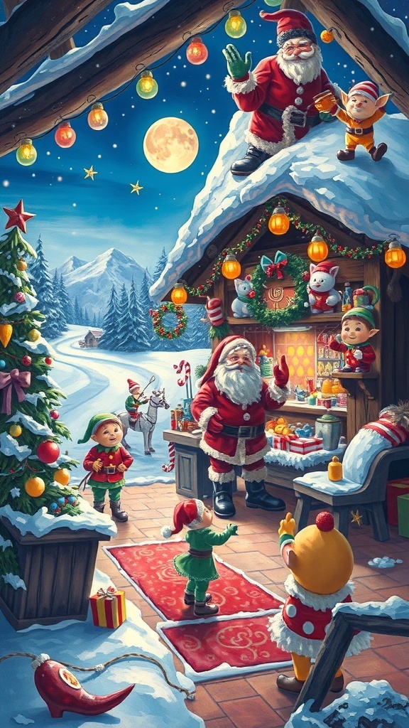 A colorful depiction of Santa